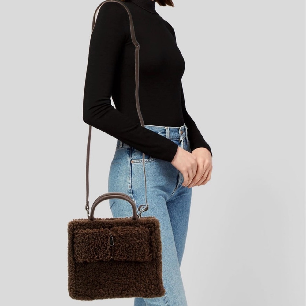 Brandon Blackwood Brown Shearling Tote Bag - Picture 2 of 4